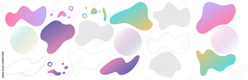 Flyer with set of colored abstract modern graphic elements, colorful stains. Vector illustration. Creative design for posters, flyers, booklets, covers, wallpaper. Flyer with set of colored abstract modern graphic elements, colorful stains. Vector illustration. Creative design for posters, flyers, booklets, covers, wallpaper.