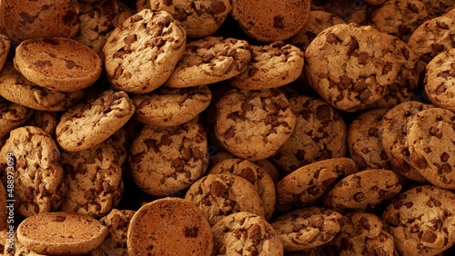 Viele Chocolate Chip Cookies als Keks Hintergrund