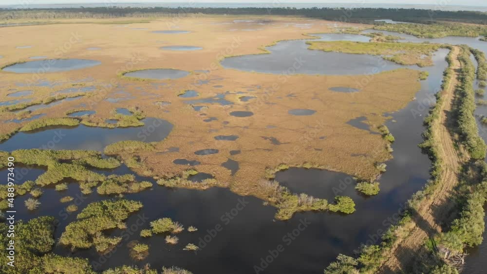 mosquito lagoon indian river marsh fresh water grass coast sunset golden hour florida fishing boating aerial drone tilt rotate mosquito lagoon indian river marsh fresh water grass coast sunset golden hour florida fishing boating aerial drone tilt rotate