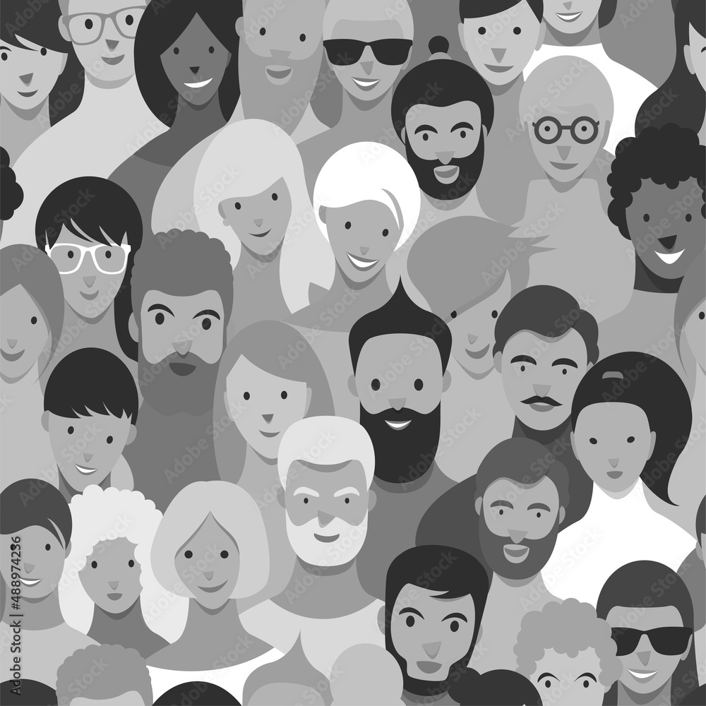 People. A big group of different people. Vector.