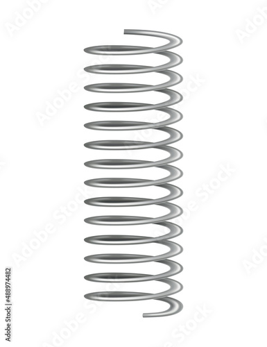 Metal spring. Spiral shape. Vector icon of swirl line or curved wire cord, shock absorber or equipment part. Repair spare part or flexible supplement