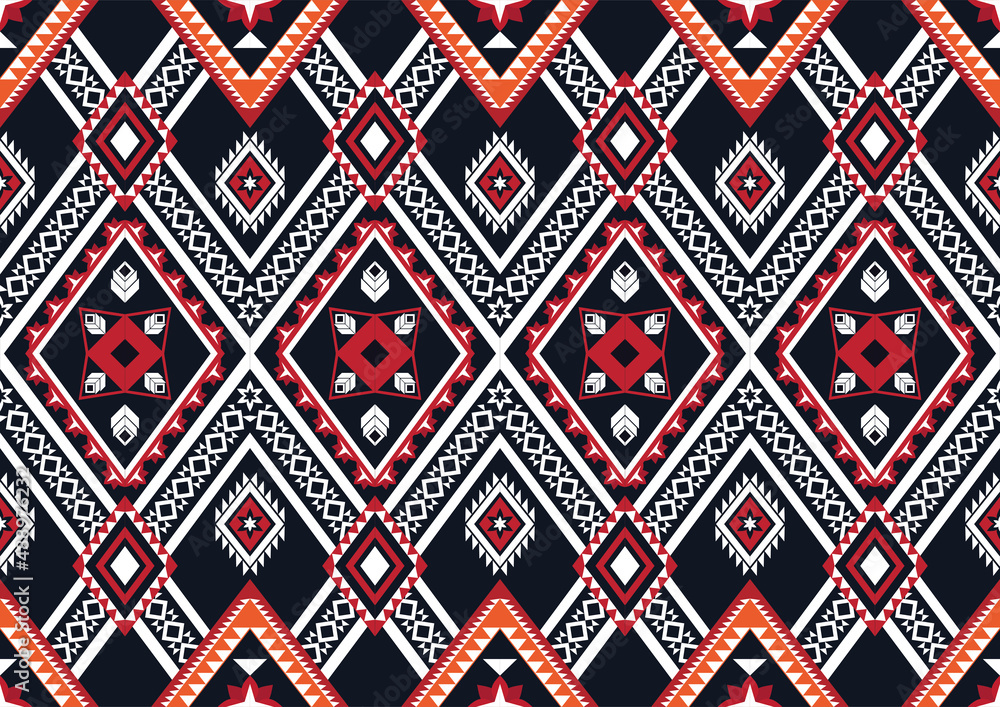 Geometric pattern in ethnic style seamless pattern for background,fabric,wrapping,clothing,wallpaper,Batik,carpet,embroidery style.	