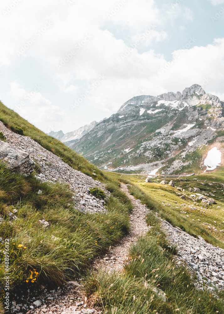 Fototapeta premium Trail to the Bobotov Kuk located in the center of Durmitor National Park in Northern Montenegro.