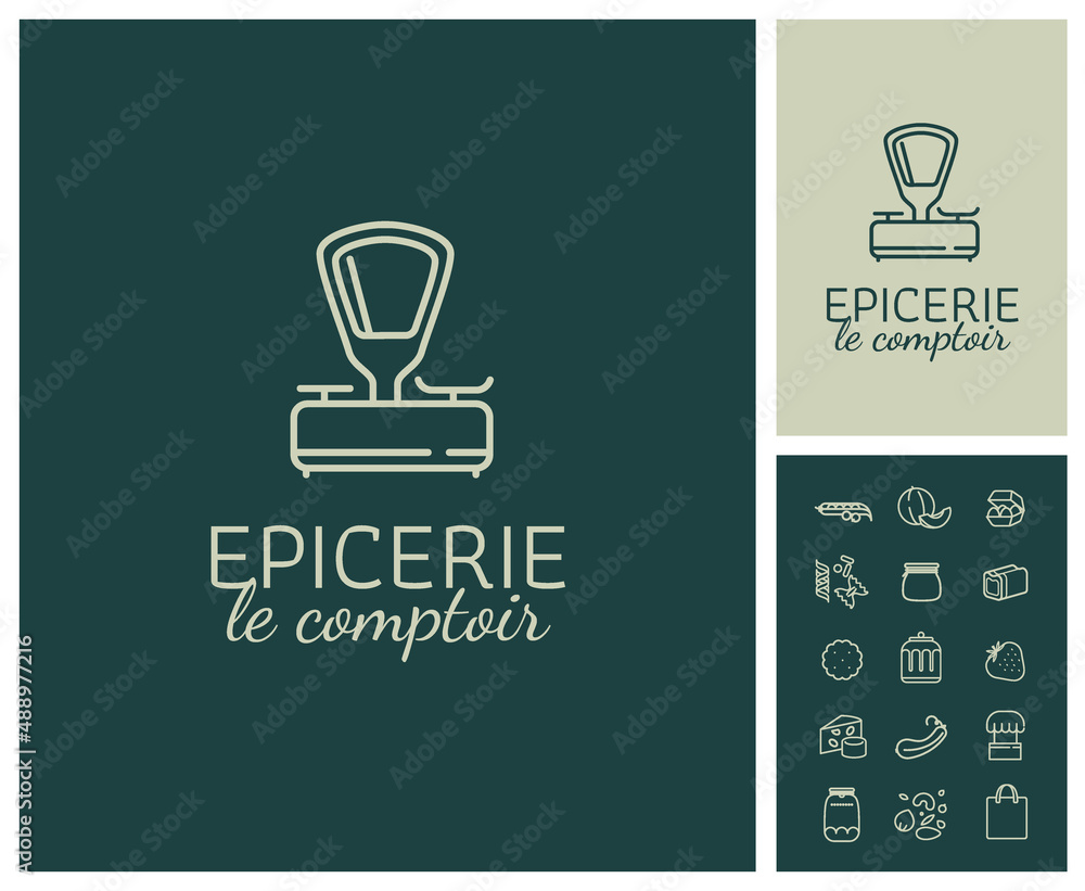 logo épicerie, comptoir de ventes de produits en vrac, boutique produits bio et de proximité, vente en circuit court, du producteur au consommateur logo épicerie, comptoir de ventes de produits en vrac, boutique produits bio et de proximité, vente en circuit court, du producteur au consommateur