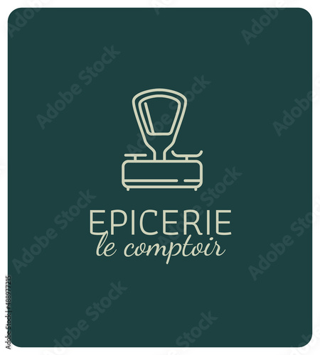 logo épicerie, comptoir de ventes de produits en vrac, boutique produits bio et de proximité, vente en circuit court, du producteur au consommateur