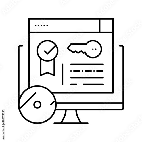 license software line icon vector illustration