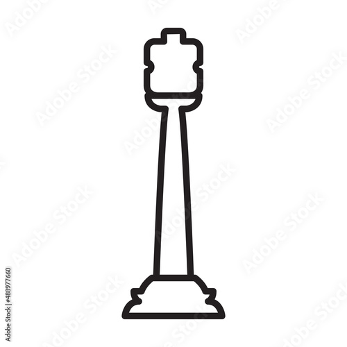 Chess game outline vector icon.Outline vector illustration of gueen. Isolated illustration of chess game icon on white background.