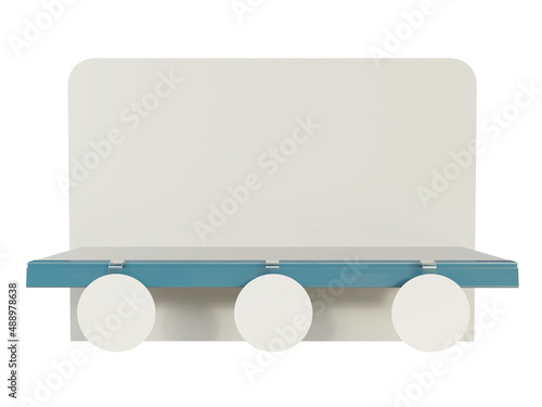 Small shelf with stoppers, product display 3d mockup, Front view