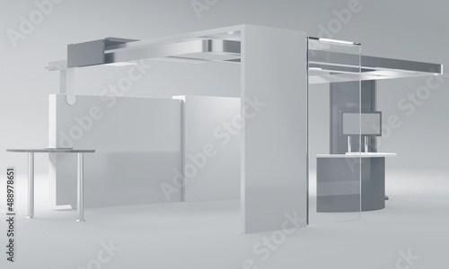 Booth 3d Mockup, Retail Trade Stand, Advertising POS POI Promotion counter, 3D rendering