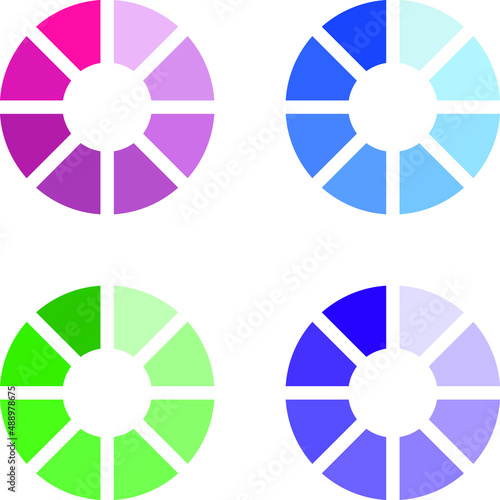 Set of four vector illustration with color circle palette