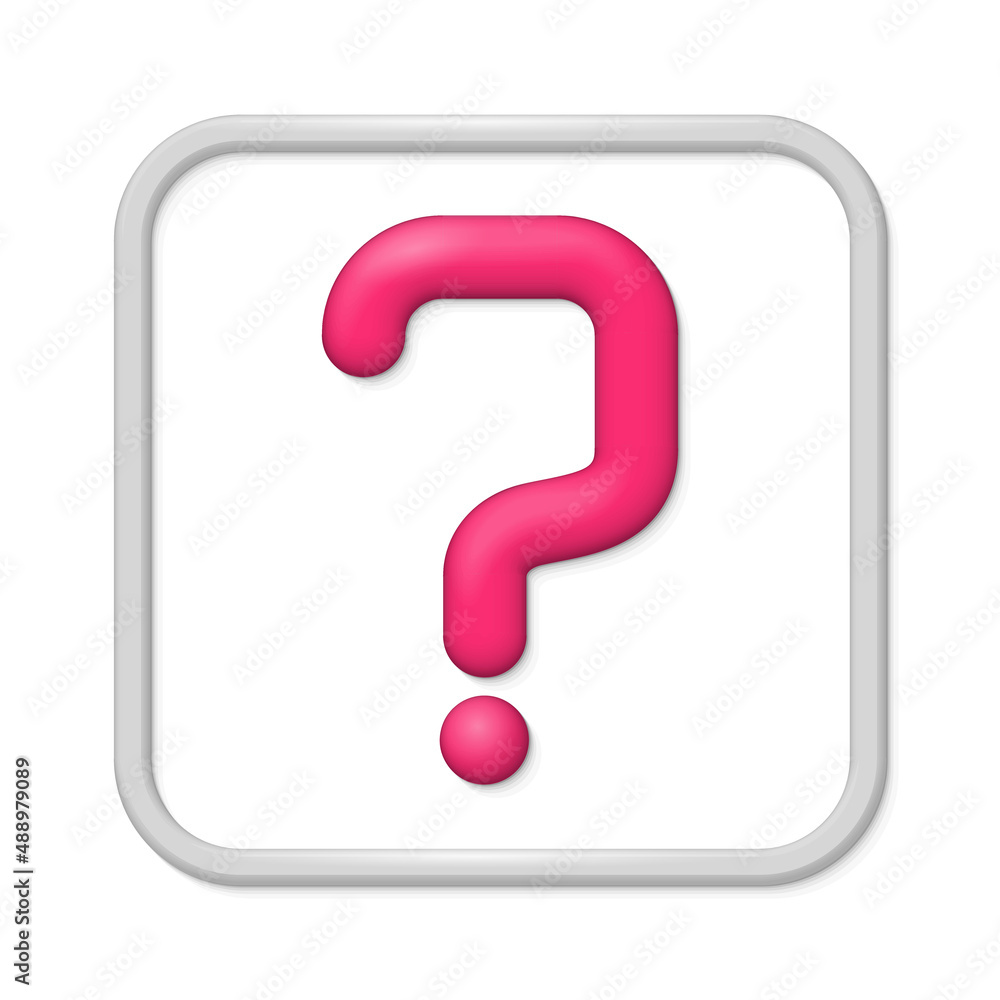 3D cartoon question mark icon. Online ask test query element concept design design. Web mobile app notification vector illustration 3D cartoon question mark icon. Online ask test query element concept design design. Web mobile app notification vector illustration