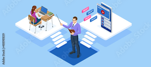 Isometric Chemical Laboratory concept. Molecular Biology Technics Laboratory. In a laboratory scientific or technological research, experiments, and measurement may be performed.