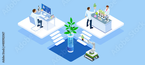 Isometric Chemical Laboratory concept. Molecular Biology Technics Laboratory. In a laboratory scientific or technological research, experiments, and measurement may be performed.