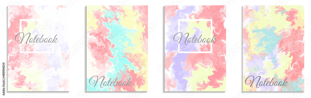 Pattern with liquid paints. Notebook cover design. Marble texture. Vector illustration. Pattern with liquid paints. Notebook cover design. Marble texture. Vector illustration.