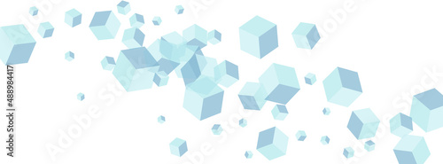 Blue-gray Geometric Background White Vector. Square Simple Texture. Blue Polygon Cardboard Illustration. Scatter Template. White Style Block.