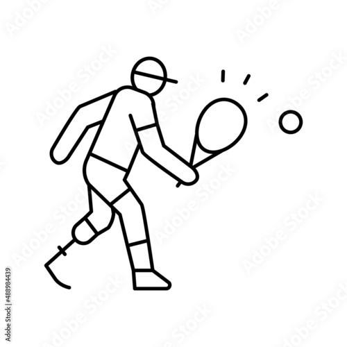 tennis play handicapped athlete line icon vector illustration © vectorwin