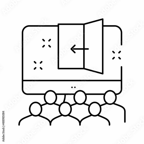 virtual escape room kids party line icon vector illustration