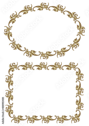 Vector drawing of vintage decorative frames from golden design elements