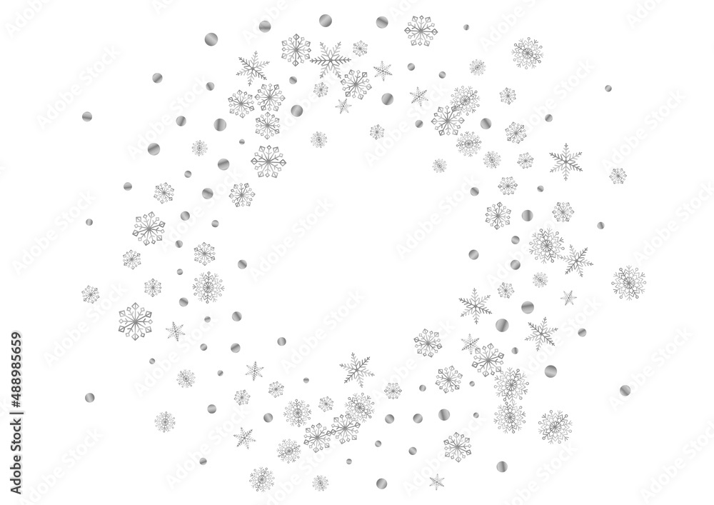 Silver Confetti Background White Vector. Snowflake Luxury Pattern. Luminous Dot Crystal. Grey Subtle Illustration.
