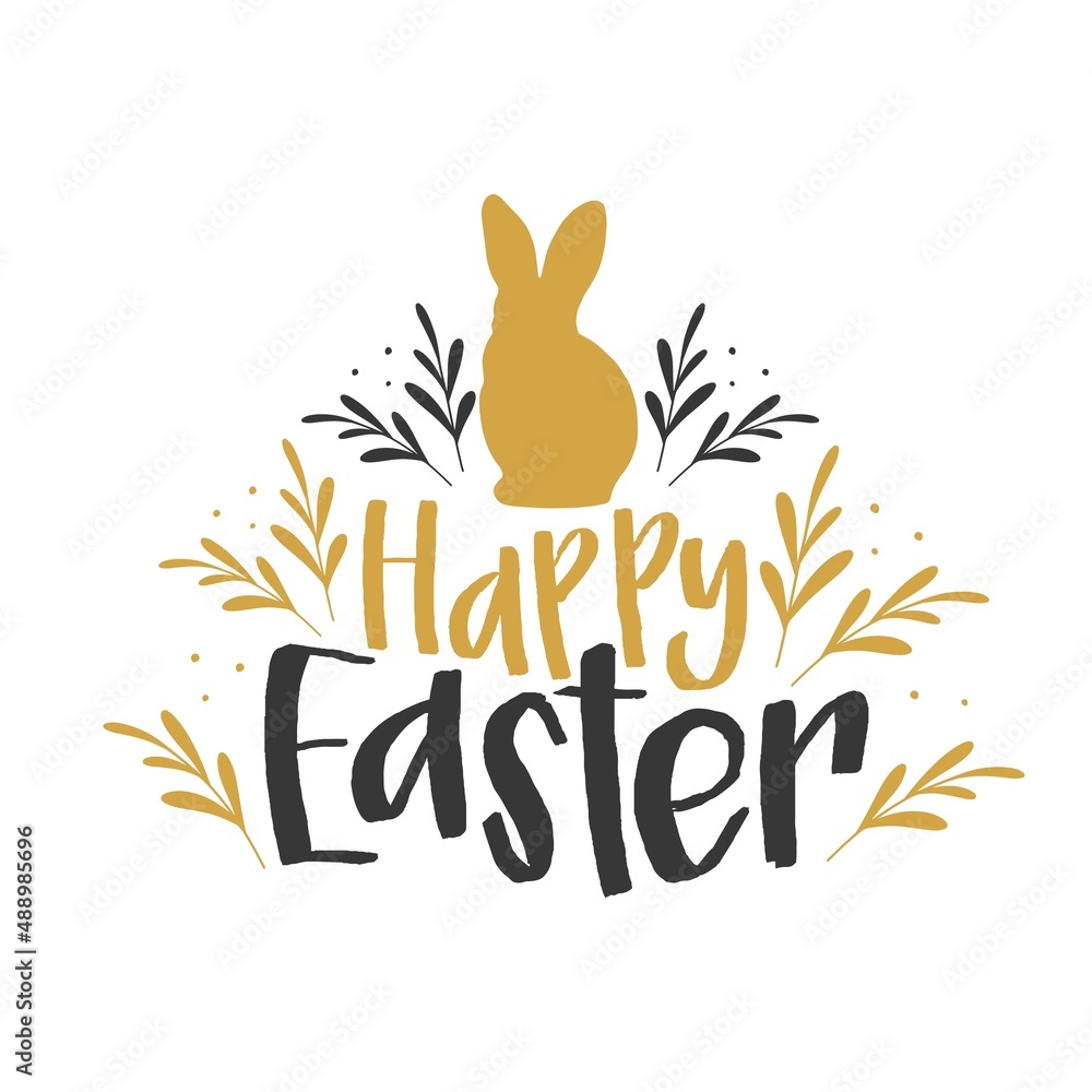Easter greeting card with lettering and silhouette of rabbit, bunny. Happy easter Easter greeting card with lettering and silhouette of rabbit, bunny. Happy easter