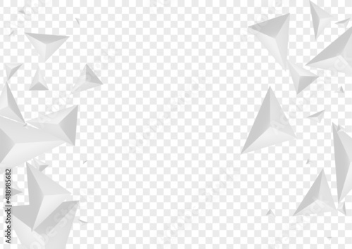 Fototapeta Naklejka Na Ścianę i Meble -  Hoar Polygon Background Transparent Vector. Fractal Blank Texture. Gray Creative Card. Shard Geometric. Silver Triangular Template.
