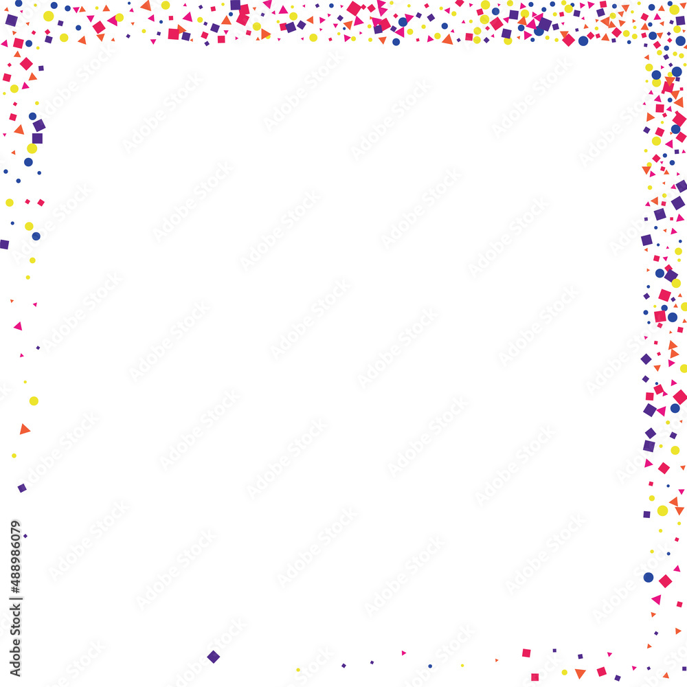 Obraz premium Red Square Festival Background. Scattered Geometric Texture. Blue Prize Confetti Isolated. Pink Burst Round.