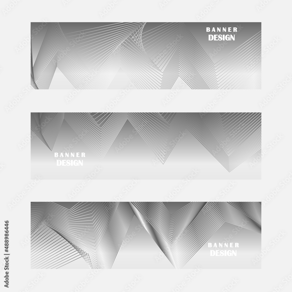 Fototapeta premium Set of grey and silver banner design