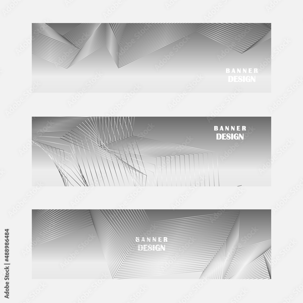 Fototapeta premium Set of grey and silver banner design