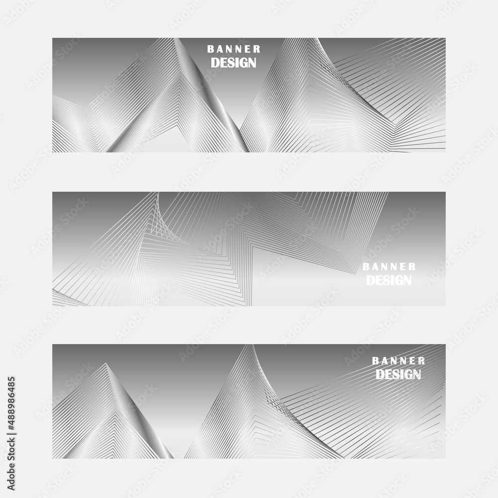 Fototapeta premium Set of grey and silver banner design