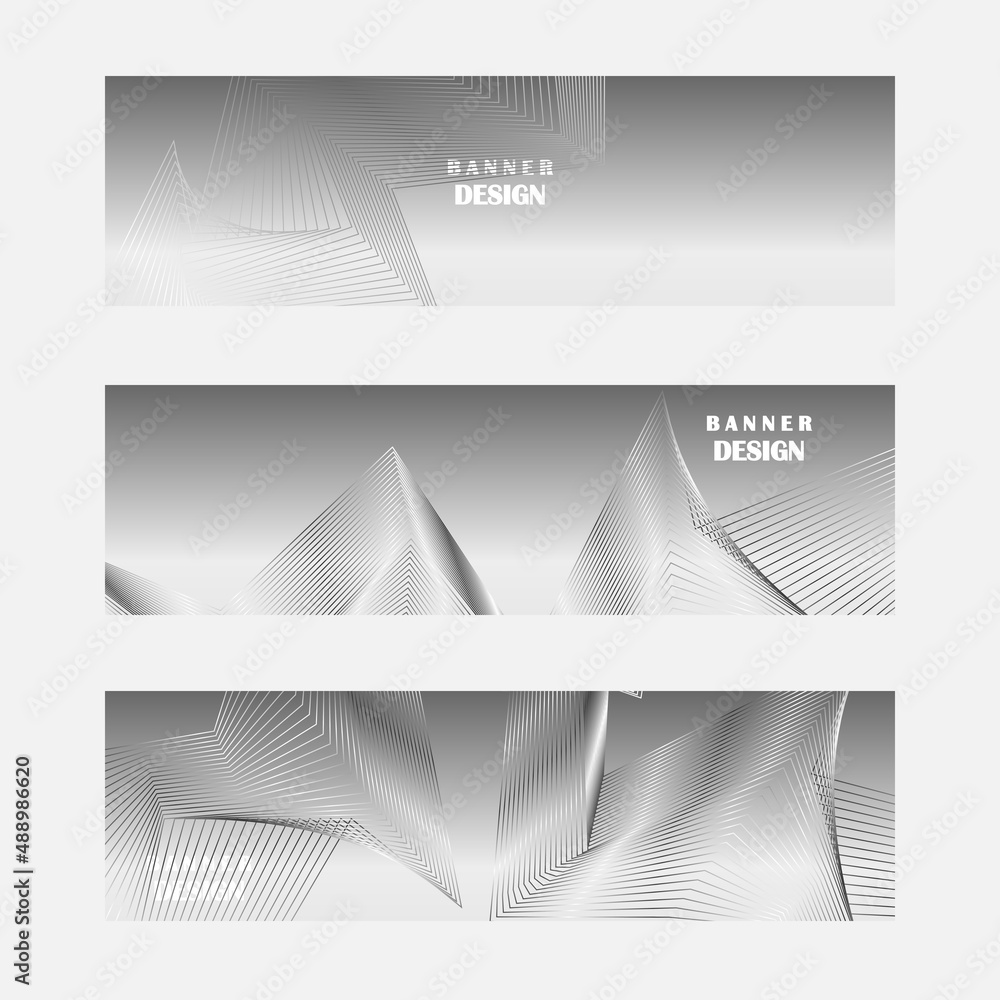 Fototapeta premium Set of grey and silver banner design