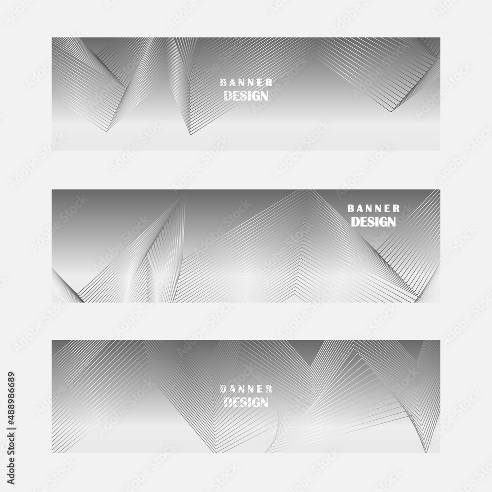 Fototapeta premium Set of grey and silver banner design