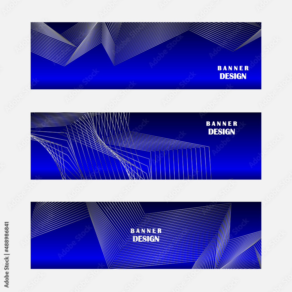 Fototapeta premium Set of blue and silver banner design