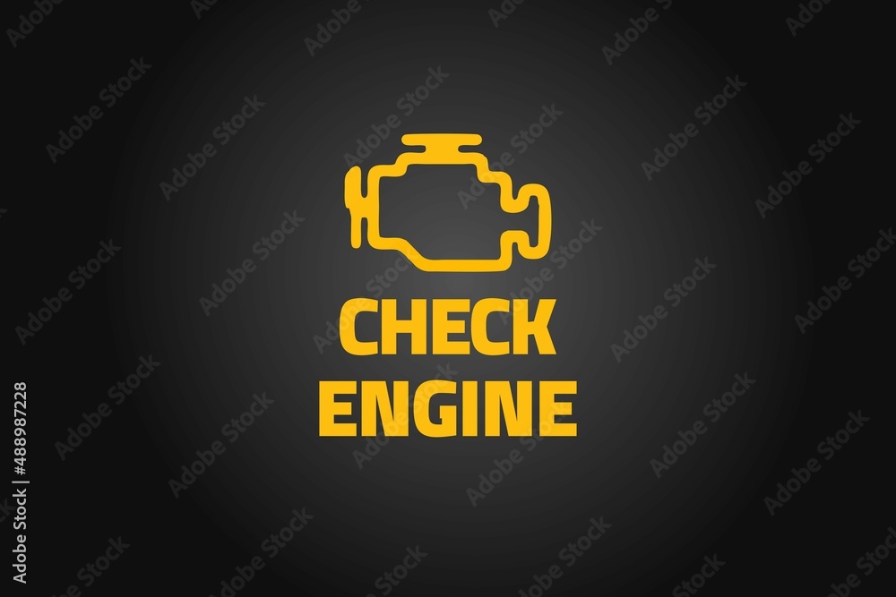 Amber Check Engine icon and text on black background