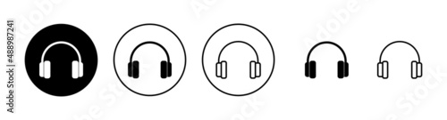 Headphone icons set. Headset sign and symbol