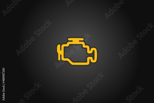 Amber check engine icon on a black background