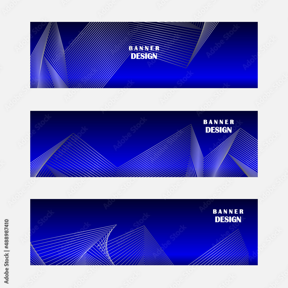 Fototapeta premium Set of blue and silver banner design
