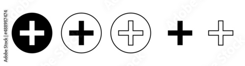 Plus Icons set. Add plus sign and symbol