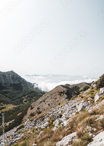 View from the Njegoš Mausoleum located in the Montenegro. This place can be reached by driving on the crazy road from Kotor.