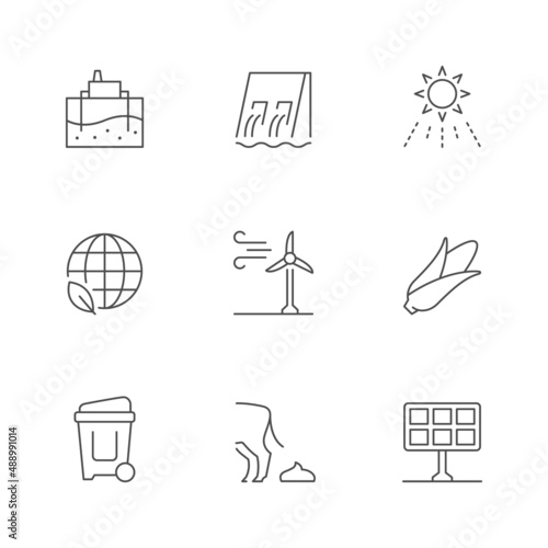 Set line icons of renewable energy sources
