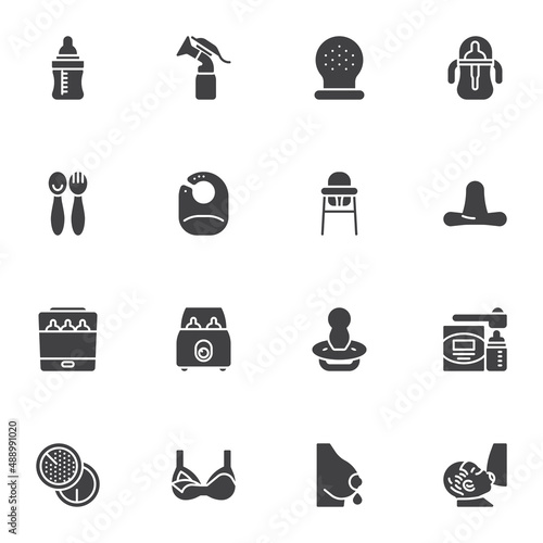 Baby food vector icons set