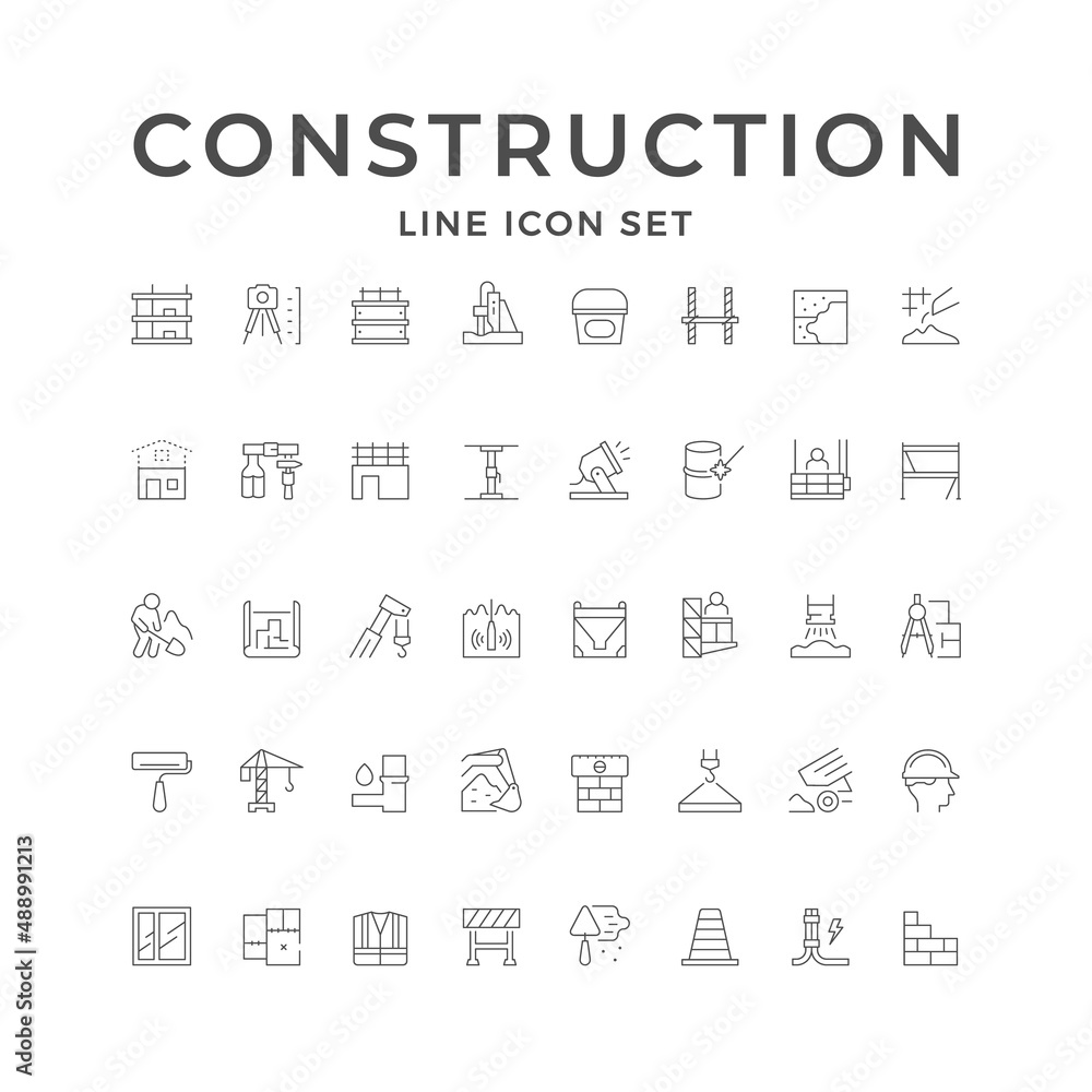 Set line icons of construction Set line icons of construction