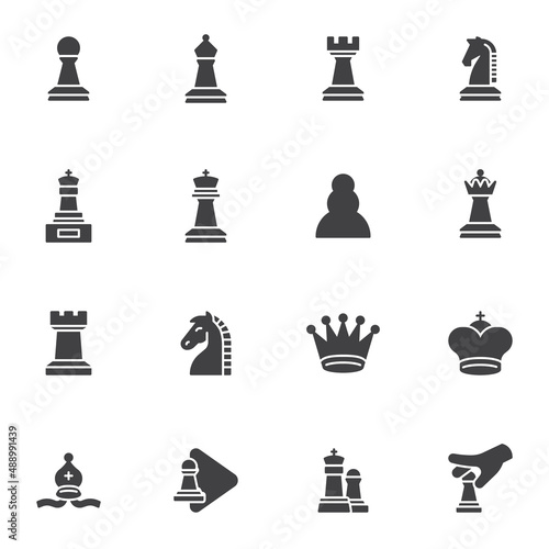 Chess game vector icons set