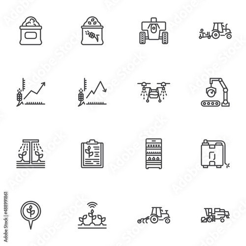 Farming and agriculture line icons set