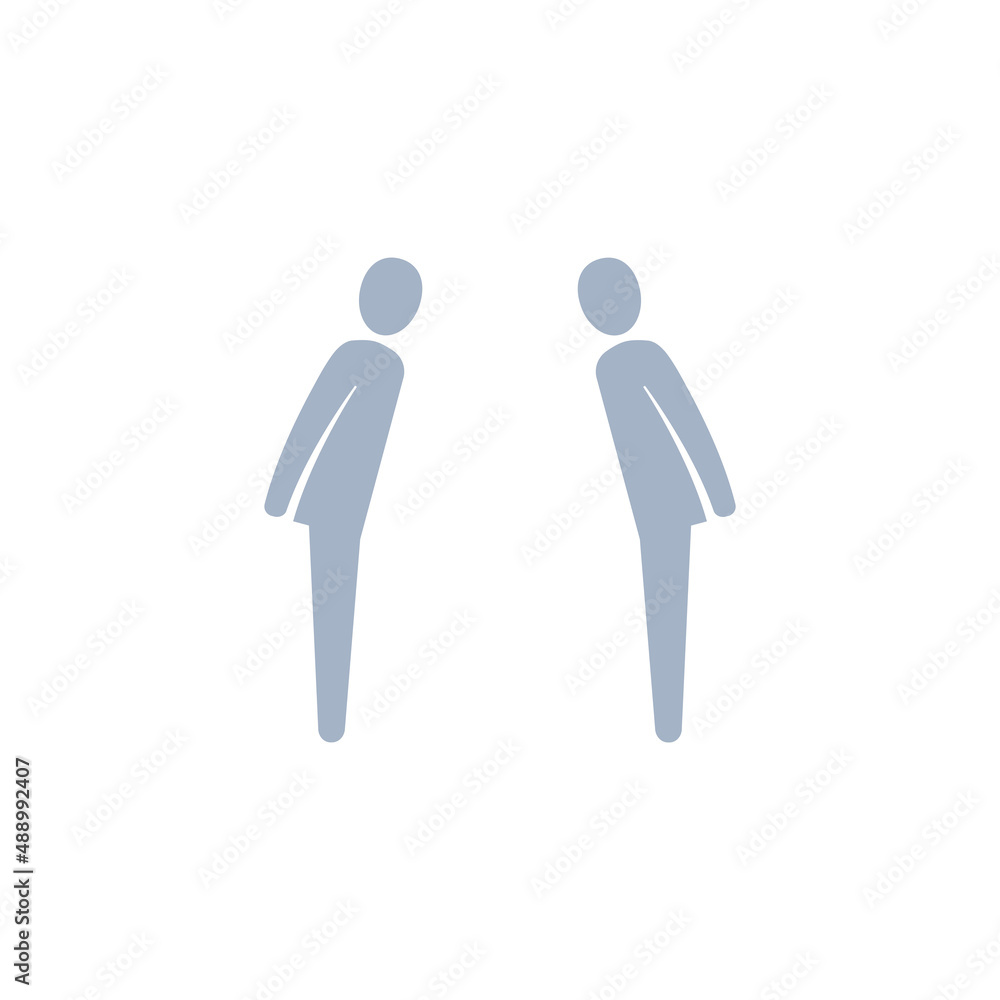 Two people bowing icon, Vector silhouette illustration. Two people bowing icon, Vector silhouette illustration.