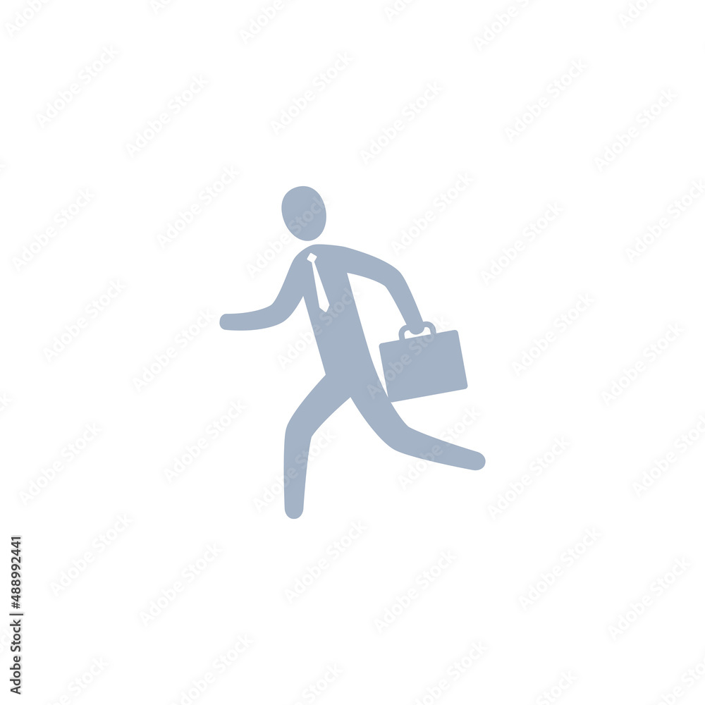 Businessman running with a bag, Vector silhouette icon illustration. Businessman running with a bag, Vector silhouette icon illustration.