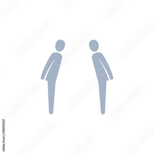 Two people bowing icon, Vector silhouette illustration.