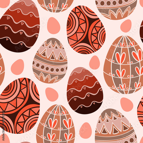 Easter Eggs with seamless ornament pattern, Vector