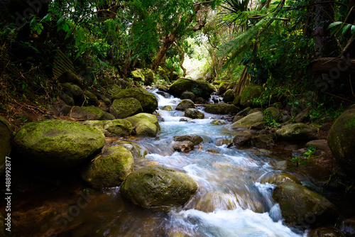 Rivière qui coule entre les rochers en pleine nature © AnneLaure