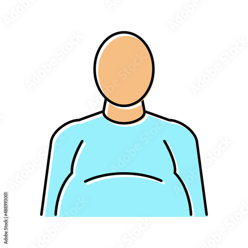 fat human with edema problem color icon vector illustration