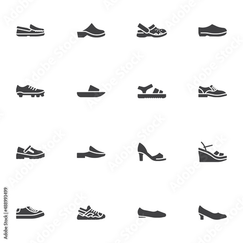 Summer shoes vector icons set